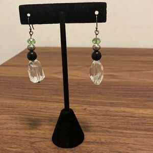 Contemporary Earrings in Rock Crystal & Semi Precious Stones/French Ear Wire.